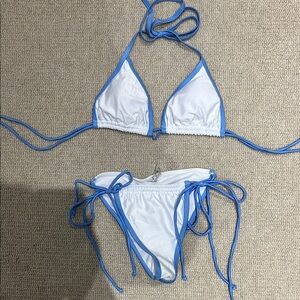 SHEIN Blue and White Bikini Set